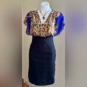 Nicole By Nicole Miller NWT Blue Black W Gold Brown Feather Prints SZ 8